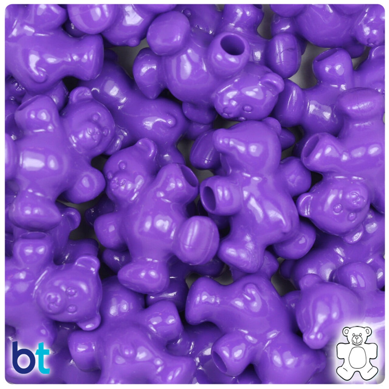 BeadTin Dark Lilac Opaque 25mm Teddy Bear Plastic Pony Beads (24pcs)